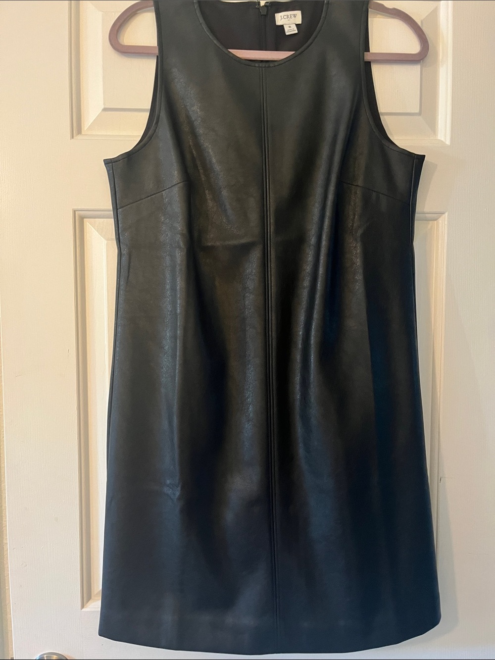 NWOT JCrew PERFECT CONDITION Black Faux Leather Sleeveless Shift dress